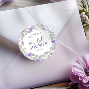 Sticker Rond Fête de mariage floral pourpre à l'aquarelle