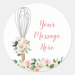 Sticker Rond Fête de mariage floral rose Bientôt emportée