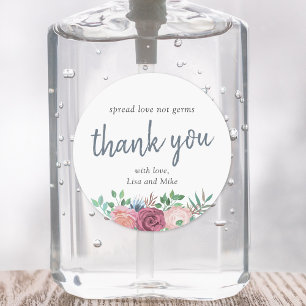 Sticker Rond Fête de mariage floral rustique Favoriser Sanitize