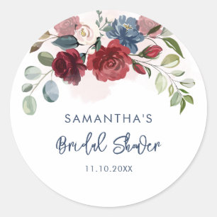 Sticker Rond Fête de mariage Floral Script Aquarelle