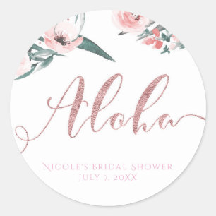Sticker Rond Fête de mariage floral tropical rose Aloha d'été