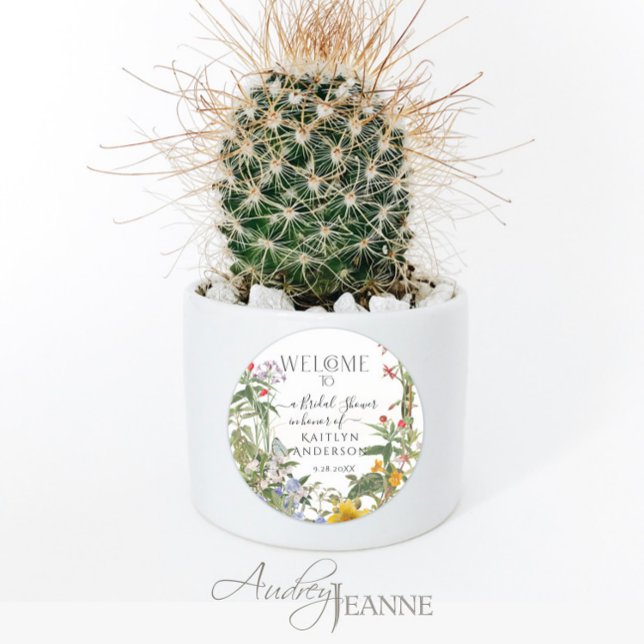 Sticker Rond Fête de Mariage Florale Aquarelle Fleurs Sauvages  (Créateur téléchargé)