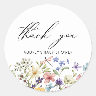 Sticker Rond Fête de Mariage Florale aux Fleurs Sauvages Coloré