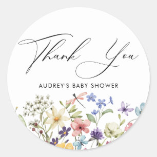 Sticker Rond Fête de Mariage Florale aux Fleurs Sauvages Coloré