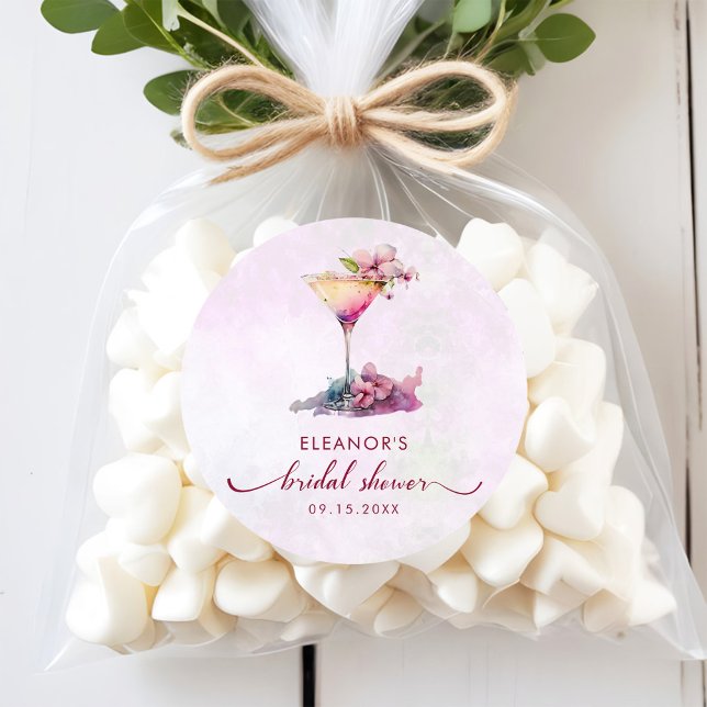 Sticker Rond Fête de mariage florale rose  (Créateur téléchargé)