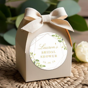 Sticker Rond Fête de mariage Greenery et Or