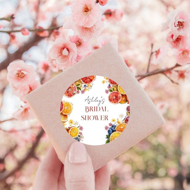 Sticker Rond Fête de mariage Main Squeeze Citrus  (Créateur téléchargé)