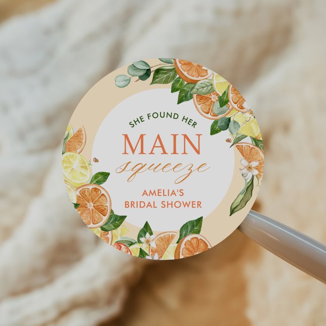 Sticker Rond Fête de mariage Main Squeeze Citrus (Créateur téléchargé)
