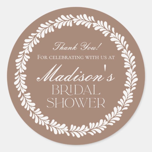 Sticker Rond Fête de Mariage Mocha Brown Talavera Espagnole (Devant)