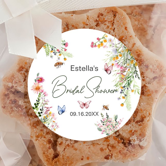 Sticker Rond Fête de mariage moderne avec fleurs sauvages de pr (Créateur téléchargé)