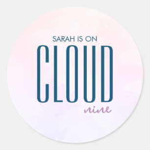 Sticker Rond Fête de mariage moderne pastel violet bleu Cloud N