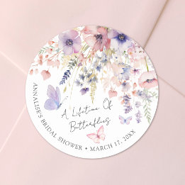 Sticker Rond Fête de mariage papillon fleurs sauvages