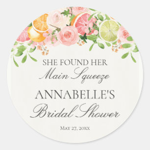 Sticker Rond Fête de mariage Pastel Citrus Floral Main Squeeze