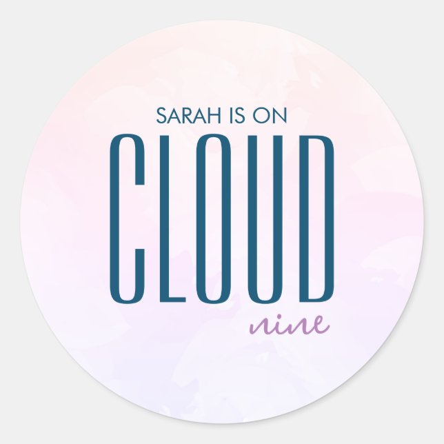 Sticker Rond Fête de mariage pastel violet bleu moderne Cloud N (Devant)