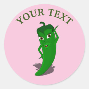 Sticker Rond Fête de mariage Pink Fiesta avec diva poivre vert