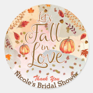 Sticker Rond Fête de Mariage Retrouvons l'Amour Feuilles d'Auto