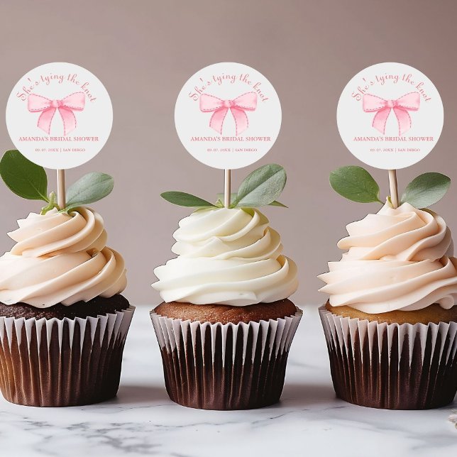 Sticker Rond Fête de mariage ruban rose (Créateur téléchargé)