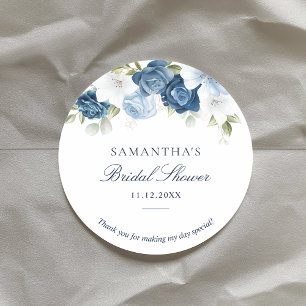 Sticker Rond Fête de mariage Script Aquarelle Bleu Poussiéreux 