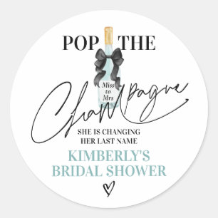 Sticker Rond Fête de mariage Teal Pop Champagne