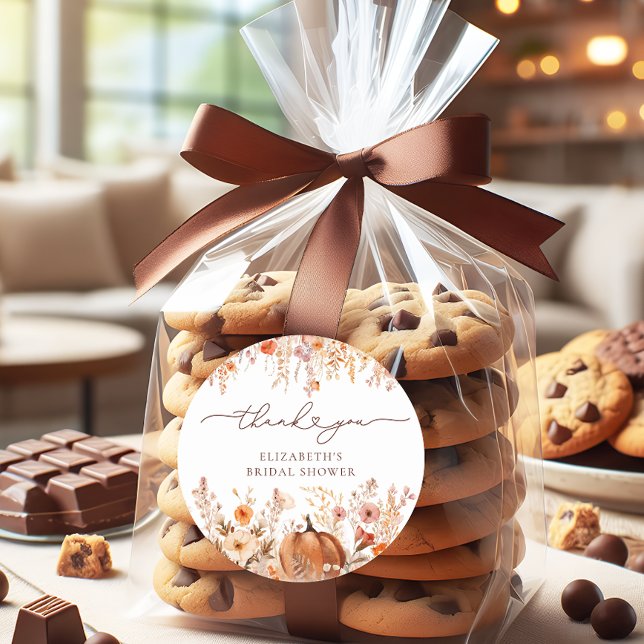 Sticker Rond Fête de mariage Terracotta d'automne avec citrouil (Créateur téléchargé)