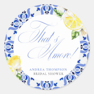Sticker Rond Fête de mariage That's Amore Lemon Italian Blue Ca