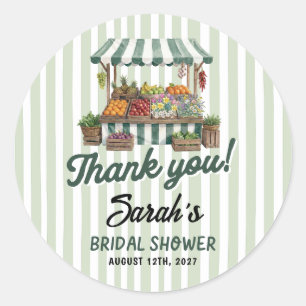 Sticker Rond Fête de Mariage Thème Marché Frais