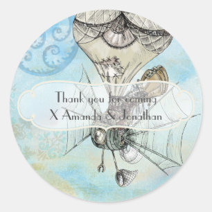 Sticker Rond Fête de mariage vintage Paris Steampunk