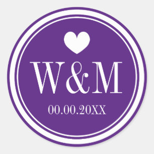 Sticker Rond Fête de mariage violette privilégiez les sceaux et