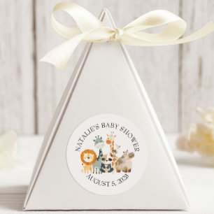 Sticker Rond Fête de Naissance Animaux de la Nurserie Safari Zo