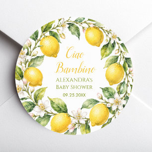 Sticker Rond Fête de Naissance aux Citrons Ciao Bambino Thème I