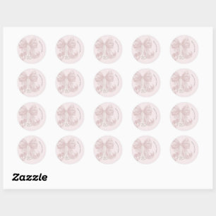 Sticker Rond Fête de naissance avec ruban rose et rayures 
