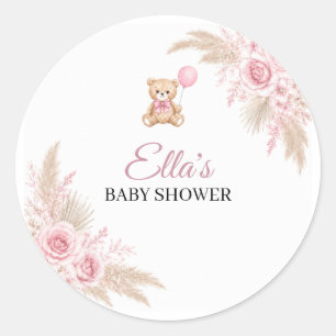 Sticker Rond Fête de naissance d'Ella avec un ours en peluche r