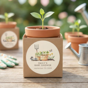 Sticker Rond Fête de Naissance Petite Pousse de la Nature Plant