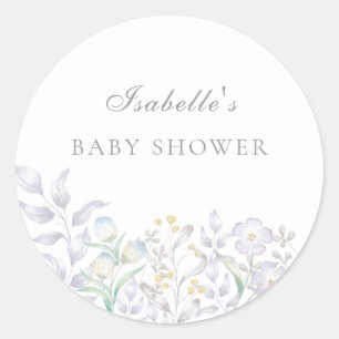 Sticker Rond Fête de Naissance Prairie de Fleurs Sauvages Éléga
