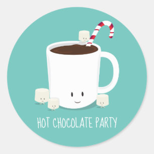 Sticker Rond Fête de Noël Chocolat chaud cacao chaud classique