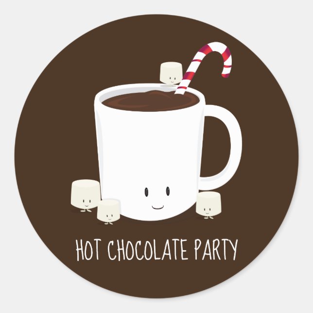Sticker Rond Fête de Noël Chocolat chaud cacao chaud classique  (Devant)