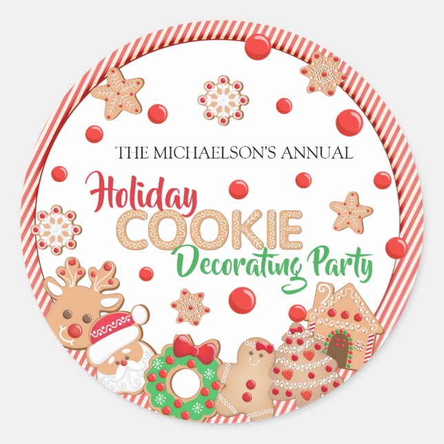 Sticker Rond Fête de Noël Cookie Décoration (Devant)