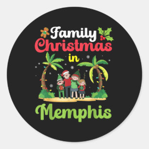 Sticker Rond Fête De Noël En Famille À Memphis Avec Tropi