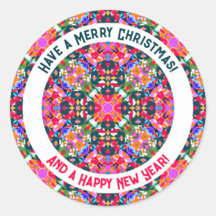 Sticker Rond Fête de Noël moderne colorée et joyeuse personnali