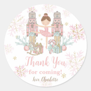 Sticker Rond Fête de Noël Noisette Bleu Rose Bleu Ballet