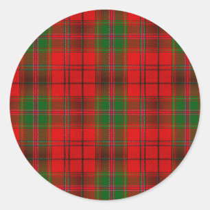 Sticker Rond Fête de Noël Rouge Vert Tartan Plaid