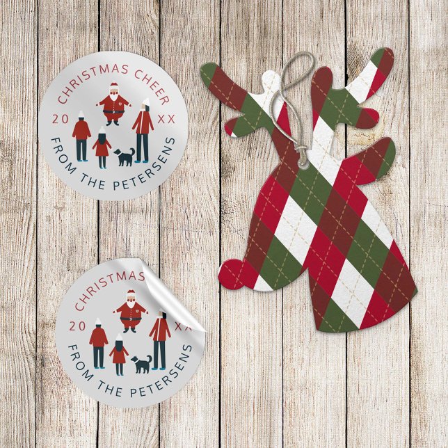 Sticker Rond Fête de Noël urbain Nom de famille du Père Noël (Créateur téléchargé)