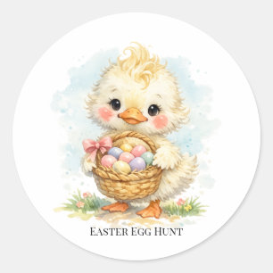 Sticker Rond Fête de Pâques Caneton Mignon