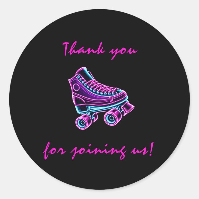Sticker Rond Fête de patinage à roulettes Neon Anniversaire Mer (Devant)