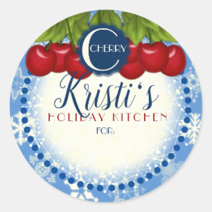 Sticker Rond Fête de pâtisserie maison cerises Noël