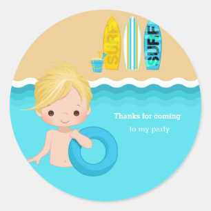 Sticker Rond Fête de plage