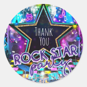 Sticker Rond Fête de ROCK STAR Anniversaire Musicale Danse Cade