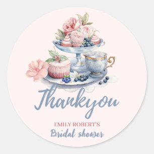 Sticker Rond Fête de thé vintage rose vif