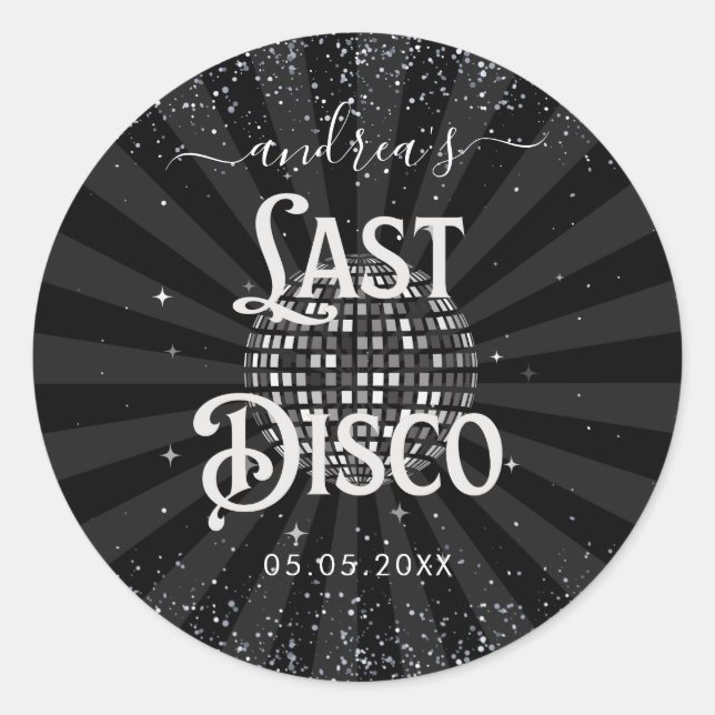 Sticker Rond Fête de week-end de Bachelorette Disco des années  (Devant)