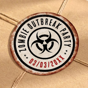 Sticker Rond Fête d'épidémie de zombies avec biohazard
